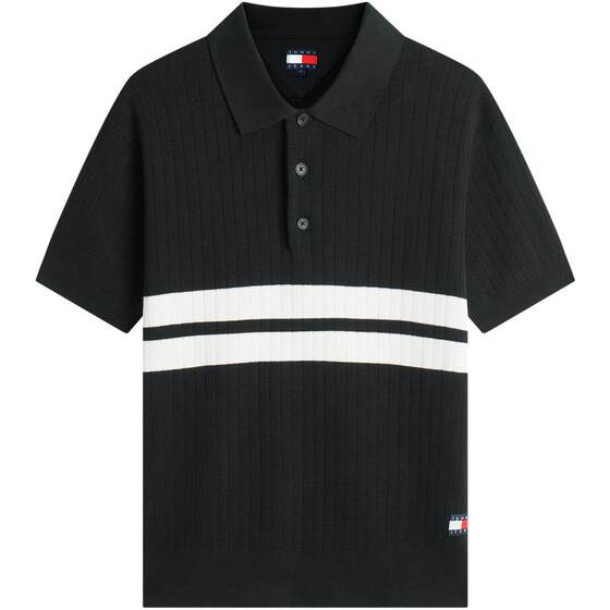 
[Strip texture] Tommy26 spring and summer pure cotton retro contrast color short-sleeved POLO sweater for men and women