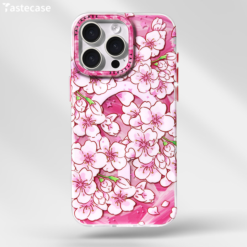 Sakura Dance Case - Starry Sky Cat Glitter Sakura Dance Corgi Phone Case for iPhone 17, 16, 15, 14 and 13