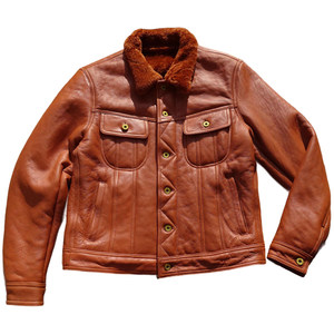 
Original ecological sheepskin integrated [sale at a loss] foreign trade export Japanese version western denim genuine leather jacket for men and women
