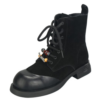 
Wide fat feet large size women's shoes 41 to 43 autumn new leather boots thick heel Martin boots short boots wide toe women's boots 42