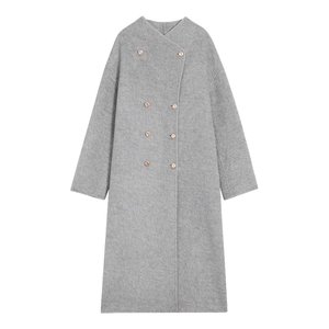 
Gray wool double-sided woolen coat for women 25 new high-end Korean mid-length cashmere woolen coat for small people