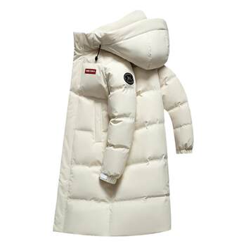 Duck duck hooded mid-length joint style down jacket
