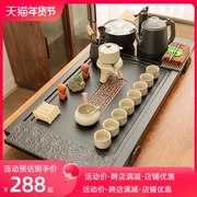 Bộ trà hoàn chỉnh Bộ khay trà gỗ nguyên khối thoát nước Bàn trà Kung Fu ấm đun nước lớn tích hợp hoàn toàn tự động tại nhà đơn giản