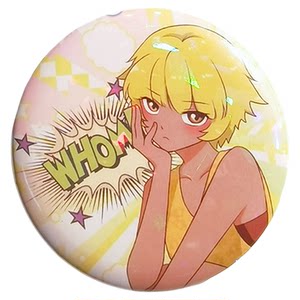 
Shenmo custom-made bar-shaped round picture coated thickened tinplate tactile film badge self-printed hot stamping production Gumei