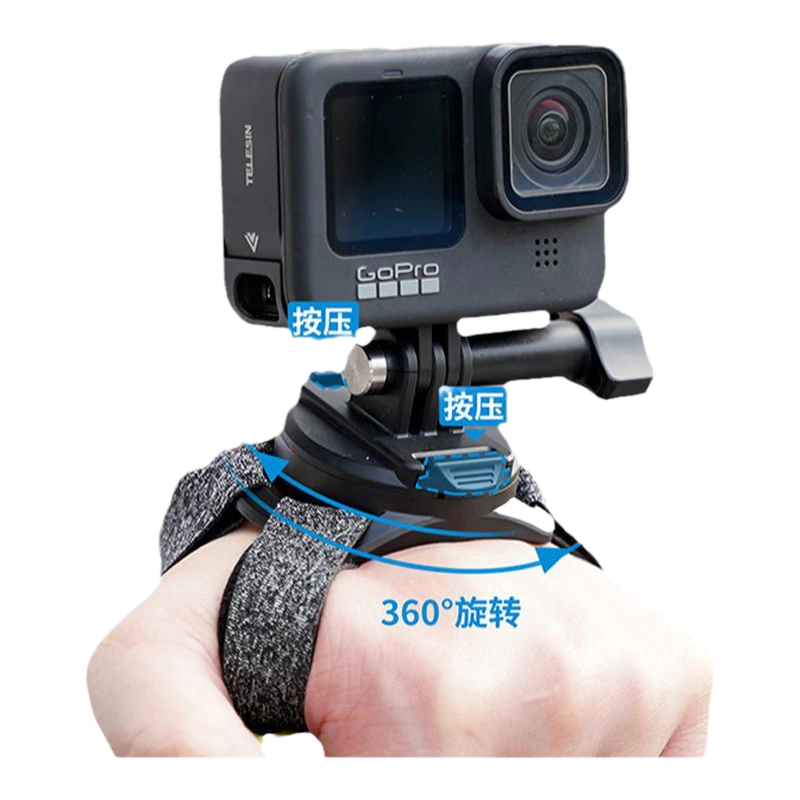 适配gopro10/9/8/7/6/5手腕带手掌带大疆运动相机360度可转向手臂固定带