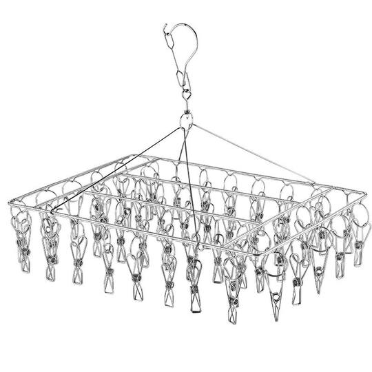 Stainless Steel Clothes Drying Rack - Multi-Clip Windproof Sock Rack ...