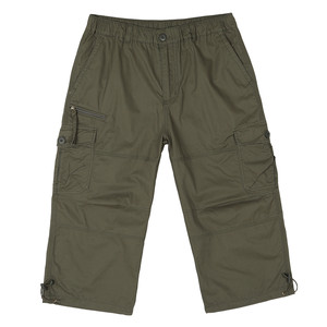 
New summer products multi-pocket men's casual pants pure cotton loose crop pants zipper thin 8-minute 7 sweat-absorbing shorts seven