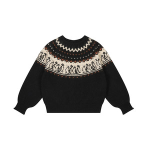 LLANO Penguin Fair Island Knitted Pullover Sweater Nordic Retro Christmas Top Coat Women's Autumn and Winter