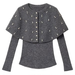 
AZZHEN [Romantic Overlay] Designed shawl-style sweater for women in autumn and winter, slim-fitting knitted top