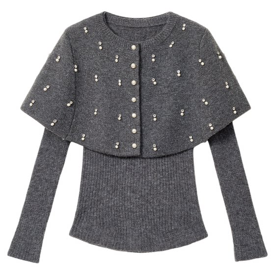 
AZZHEN [Romantic Overlay] Designed shawl-style sweater for women in autumn and winter, slim-fitting knitted top