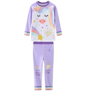 Vodabeba children's swimsuit, girls' medium to large children's VB princess unicorn long sleeved long pants, sunscreen split swimsuit