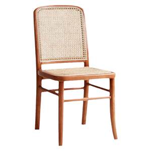 
Home solid wood dining chair Japanese style medieval hotel backrest chair casual simple log rattan chair rattan chair retro chair