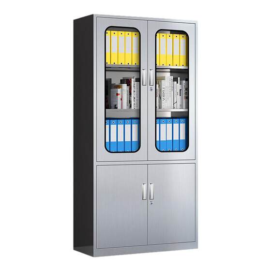 
304 stainless steel medium two bucket equipment filing cabinet office iron double drawer lockable information filing cabinet bookcase