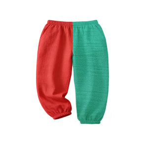 
New baby pure cotton double-layer gauze mandarin duck pants suit anti-mosquito pants single tooth-baring one-year-old summer and autumn cardigan nine-point pants