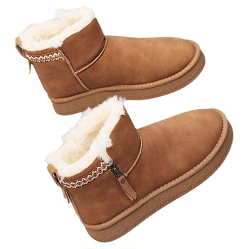 2024 Winter New Plus Size Women's Shoes 41-43 Warm Cotton Boots Fashionable Casual Short Boots Extra Large Thickened Snow Boots