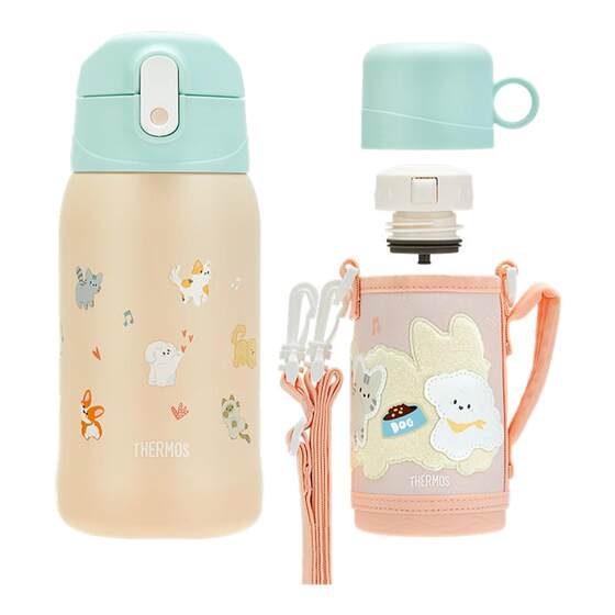 
Thermosexual authentic children's stainless steel thermos cup straw direct drinking cup double lids for students to go to school portable 550ml