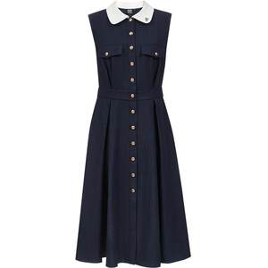 Vero Moda Dress 2025 Fall New Contrast Lapel High Waistline Pleated Mid-Long Skirt 3253SZ001