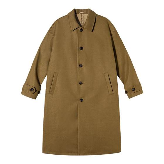 
PSO Brand Men's and Women's Thickened Medium and Long Solid Color Couple Woolen Coat Autumn and Winter Windbreaker Jacket for Men