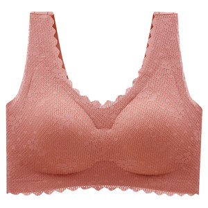 No trace latex underwear female no steel ring gathers auxiliary breasts, anti -sagging sports girl bra, summer thin