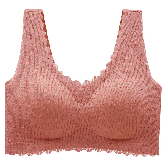 No trace latex underwear female no steel ring gathers auxiliary breasts, anti -sagging sports girl bra, summer thin