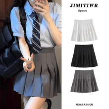 Grey pleated skirt for women's summer high waisted A-line slimming 2024 new JK college style spring and autumn spicy girl half body short skirt