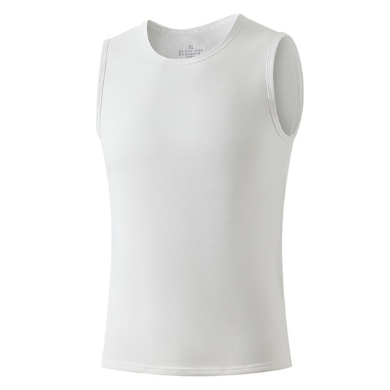 
New Antibacterial White Cotton Warm Vest Men's Velvet Thickened Inner Bottoming Vest Vest Autumn and Winter