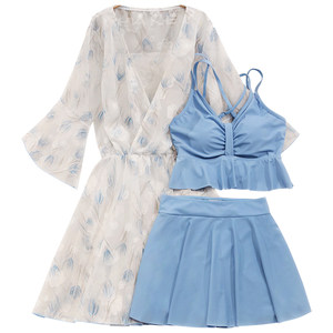 
[Pink Tone Tulip] Women's three-piece swimsuit for seaside vacation, covering the flesh and making you slim, conservative 2025 new style