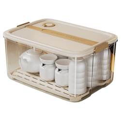 Large-capacity portable tea set storage box with lid and dustproof