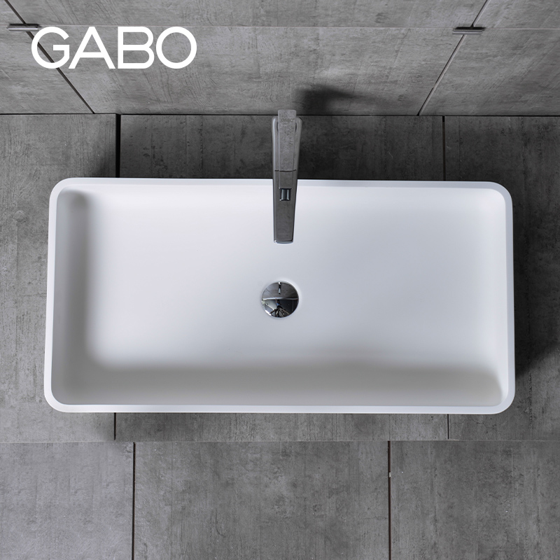 QC观博GABO台上洗手盆人造石面盆 方形创意家用艺术洗漱台10115B