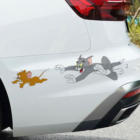 ສະຕິກເກີລົດຈັກລົດຍົນ cat and mouse body door personalized stickers to block scratches car decoration stickers