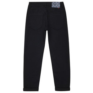 High-end classic nine-point black jeans men's straight European goods slim feet casual pure black trousers autumn and winter style
