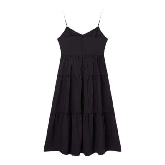 [Laiser] Eland Clothes and Love Sling Dress Women's Solid Color High Waist A-line Cake Long Dress Summer