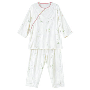 
2026 New Women's Cotton Silk Pajamas Women's Summer Cotton Silk New Chinese Style Home Clothes National Style Rayon Suit