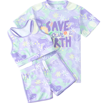 Girls' junior high school student three -piece sunscreen swimsuit
