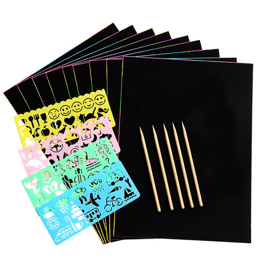 Scratch Paper Design Color:red A4 Colorful Scratch Paper Non-Toxic Scratch Painting 8 Open 4K Children ...