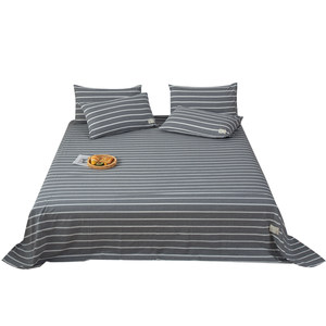 
Class A washing cotton bed sheet single piece naked 100 pure cotton Japanese simple striped bed sheet three-piece set four seasons universal