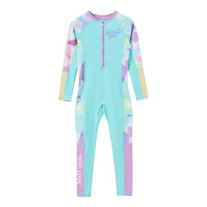 
Girls swimwear new children's sun protection anti-chlorine long-sleeved long pants one-piece swimsuit big children's surf vacation swimsuit