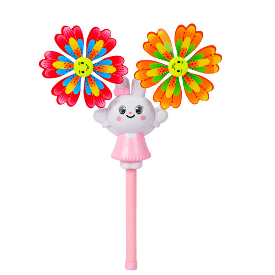 Windmill toys Children's handheld colorful rotating rabbit rattle windmill cartoon stroller outdoor decoration toys
