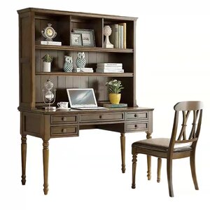 
American solid wood desk bookcase bookshelf integrated combination home children's study desk bedroom student computer desk