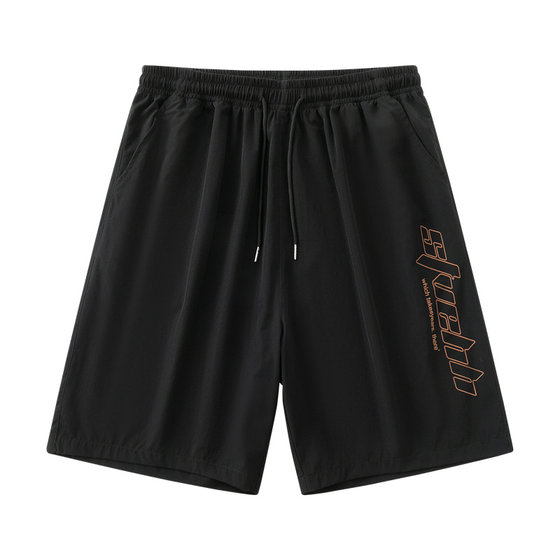 Men's casual pants summer tide brand INS student handsome versatile loose ice silk cool feel shorts men's pants in men's clothing