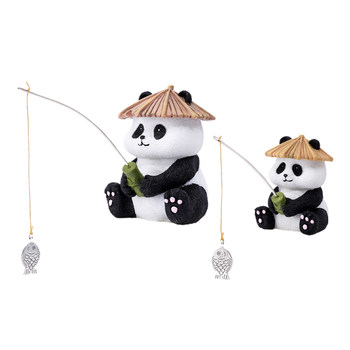 Large and small panda fishing waterscape fish tank decoration ornaments