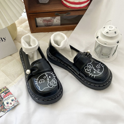 taobao agent Soft cute Japanese retro universal student pleated skirt platform, footwear, Lolita style