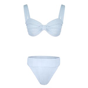 Oceanmystery new small breast blue small fresh island hot spring holiday swimsuit female gathers bikini
