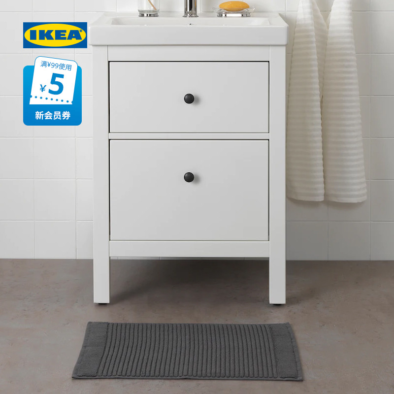 IKEA宜家ALSTERN奥斯坦浴室地垫深灰色纯棉吸水卫生间脚垫北欧风