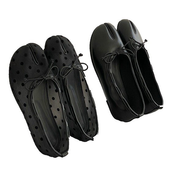 
Decoration and beauty Korea Dongdaemun summer new split-toe shoes bow mesh polka dot breathable Mary Jane shoes for women