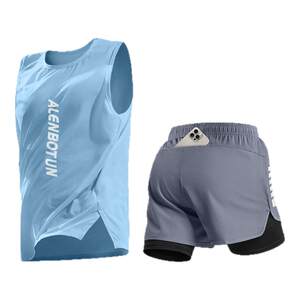 
Running sports suit for men's summer new marathon special training fitness clothes professional quick-drying vest shorts