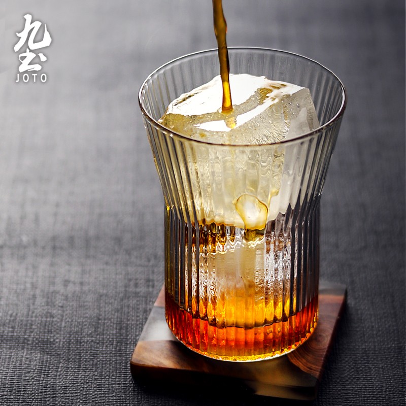 JOTO 九土 日式玻璃杯子女喝水杯家用玻璃杯透明创意咖啡酒杯果汁饮料泡茶杯