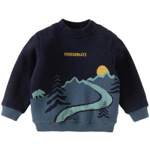 
David Bella boys' new half turtleneck plus velvet sweater pullover 2026 children's category A winter sweater for men