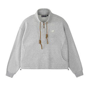 
FILA FUSION Fila trendy brand women's pullover red sweatshirt 2026 Spring New Year style knitted long-sleeved top