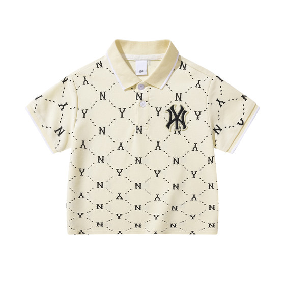 
Outlet discount boys and girls short-sleeved T-shirt suit summer middle and older children presbyopic lapel embroidered polo shirt two-piece set